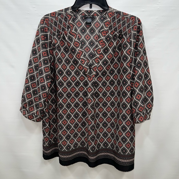 Ann Taylor Blouse Women’s Large Petite Multicolor Long Sleeve Polyester Blend - Picture 1 of 15